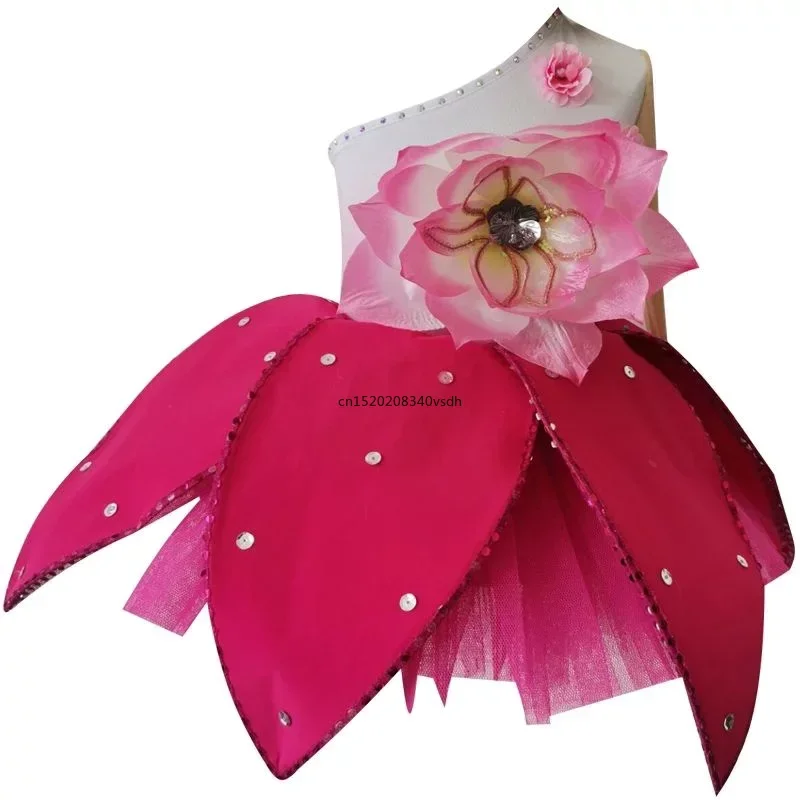 Costume da spettacolo di fragranze di Magnolia per bambini fiori di pesca danza di apertura nazionale in stile loto per ragazze fiori di Magnolia