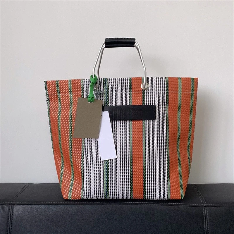 

Women Luxury Handbags Straw Woven Bag Casual Shopping Tote Bag Colorful Stripes Designer Bags Women Handbags