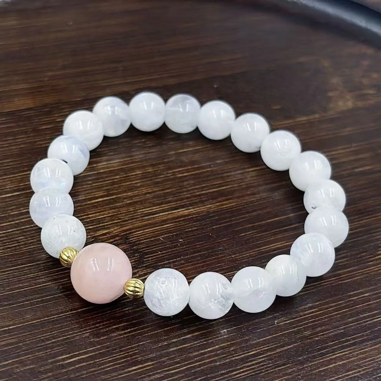 6-12mm Genuine Moostone Prehnite Birthday Girlfriend Jewelry Gift Natural Gemstone Quartz Charm Woman Bracelet