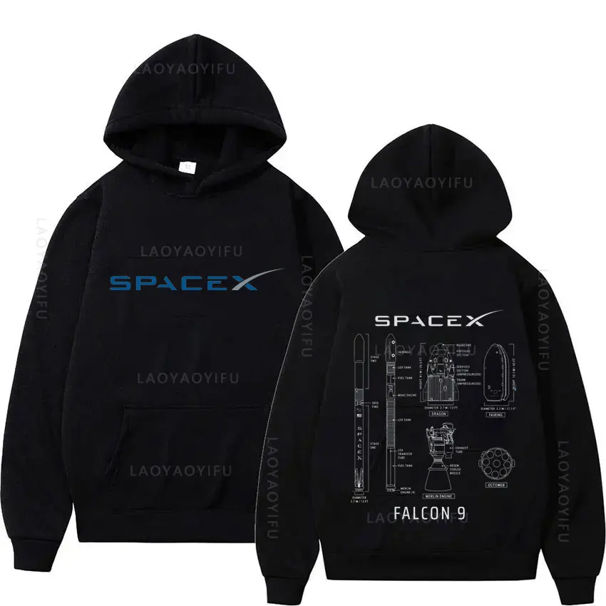 SpaceX Starship Blueprint Theme New Hoodies and Sweatshirts Hoody Graphic Men Hoodie Hooded Shirt Y2k Pullovers & Men\'s Clothing