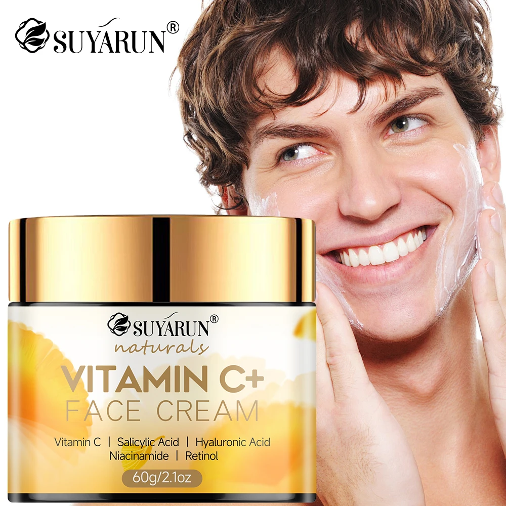 SUYARUN Crema facial con vitamina C de ácido hialurónico y miel: crema hidratante antienvejecimiento iluminadora, crema hidratante de día/noche para la piel.