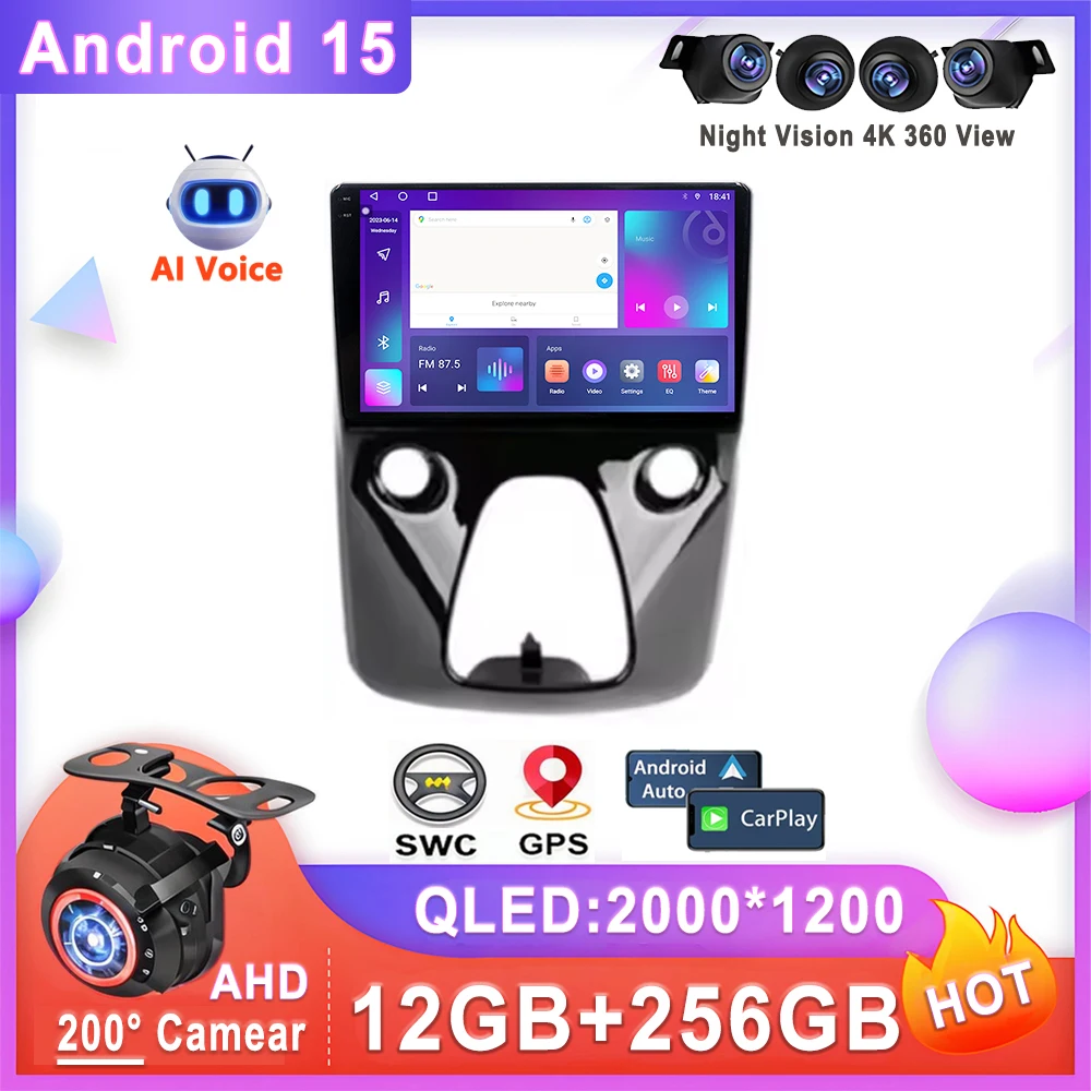 

Android 15 For Toyota Aygo Peugeot 108 Citroen C1 2014 - 2021 Car DVD Stereo Multimedia Player Auto Radio Navigation Head Unit