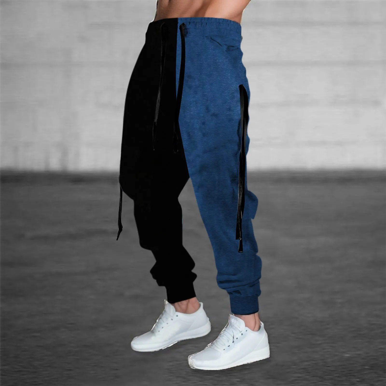 Pantalones de chándal informales para jóvenes, ropa deportiva masculina de estilo Hip Hop, con patrón de Color blanco y negro, a la moda, 4