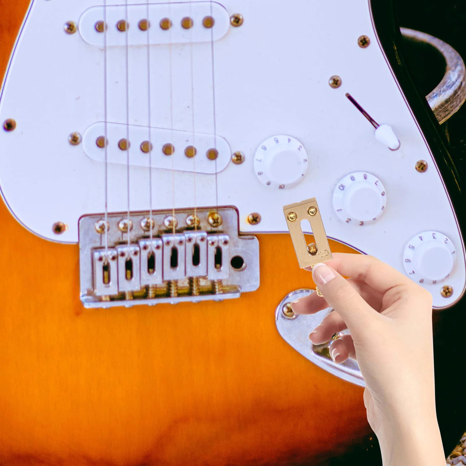 

1 Set Electric Tremolo Bridge Saddles High Precision Adjustable Guitar Bridge Saddle Copper Material Locked String System Guitar