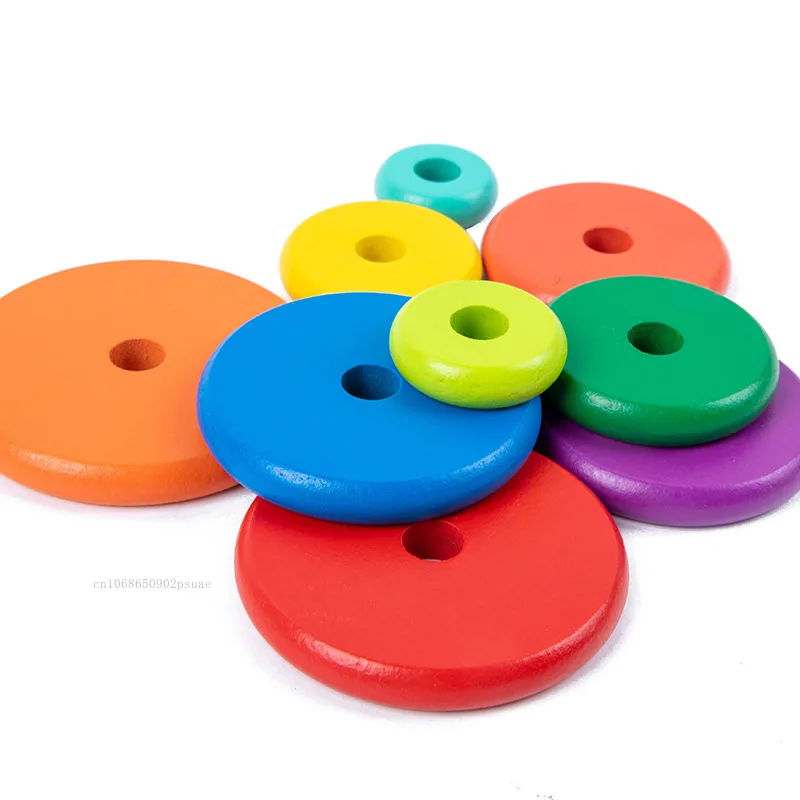 Brinquedos de madeira do bebê clássico quebra-cabeça de madeira pilha torre de criança brinquedos educativos precoces brinquedo de interação pai-filho com caixa de armazenamento