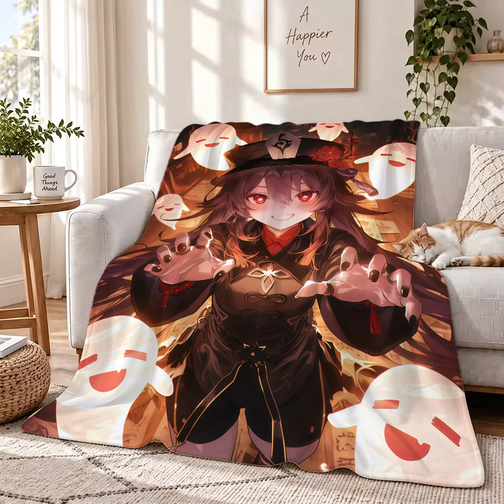 Genshin Impact HuTao Cool Blanket Soft Skin Friendly And Thick Suitable For Bedroom Living Room Bed Sofa Camping Office Gift