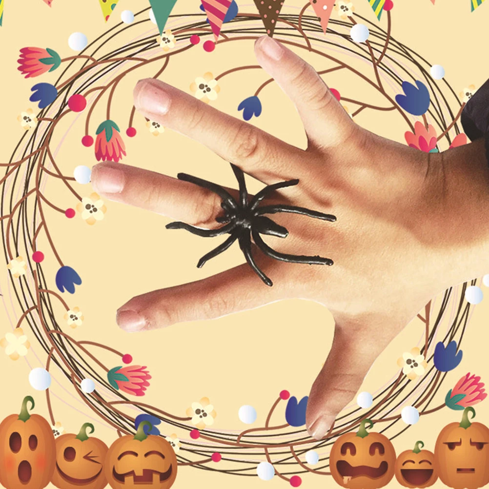 144 Stück Halloween-Partygeschenke, Dekorationen, lange Beine, realistische Spinnenringringe