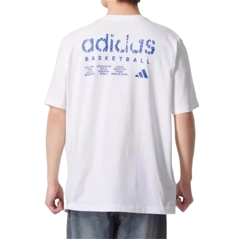 Adidas IN6369 Heren sport- en vrijetijdskatoenen T-shirt met ronde hals en korte mouwen, witte kleur S-XL