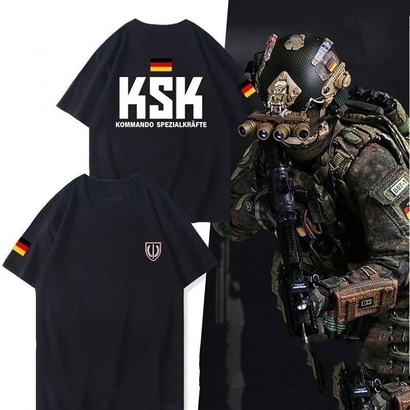 Allemagne Ksk Forces spéciales allemandes T-shirt ventilateur militaire Style militaire tactique décontracté à manches courtes coton T-shirt été