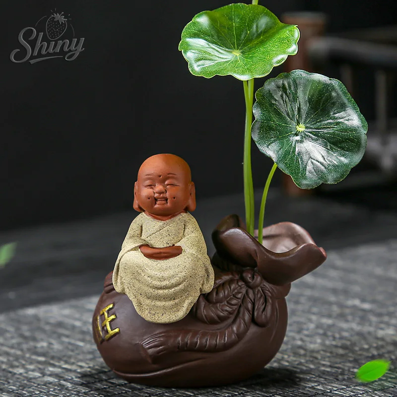 

Attracting Wealth and Longevity of The Little Monk Hydroponic Flower Arrangement Home Office Desk Ceramic Ornaments Flower Ware