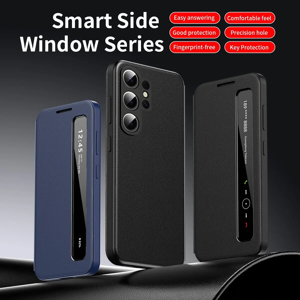 Etui z klapką Smart View z funkcją lustra do Samsunga S25 Ultra, do Galaxy S26 S25 Edge S24 Plus S23 FE S22 Ultra, pokrowiec LED z funkcją S-View — zdjęcie produktu 3