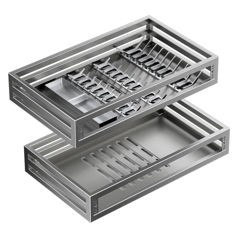 

Pull basket, kitchen, cupboard, bowl basket, stainless steel, double layer, drawer type, storage, dishes