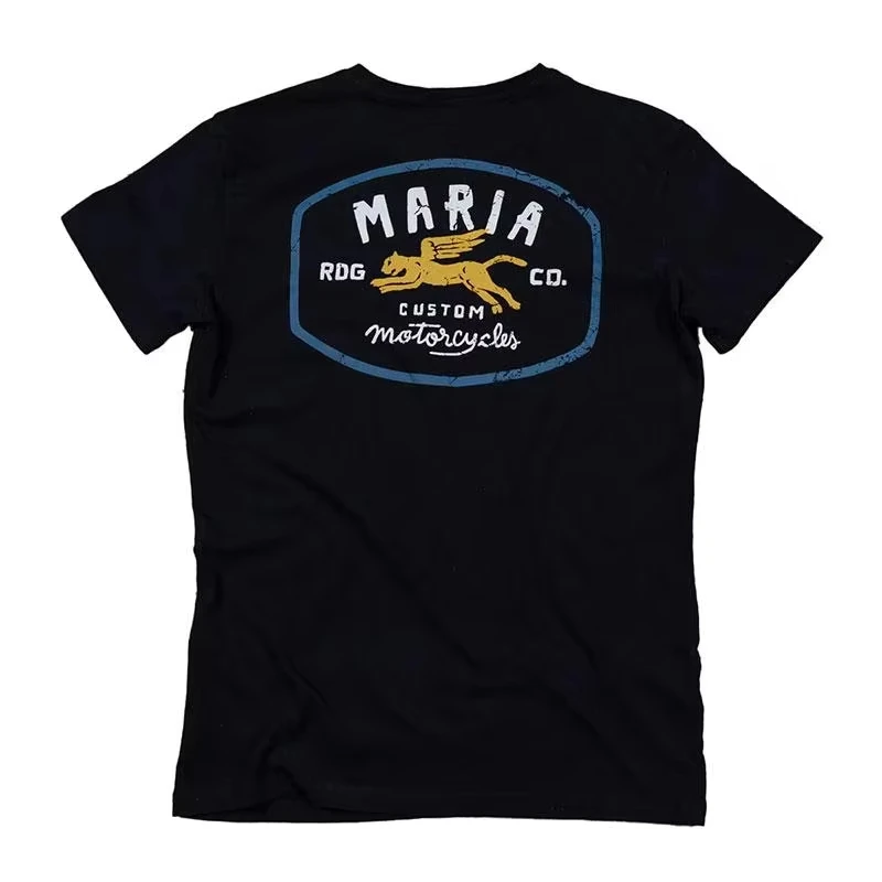 

Maria Riding Company Old Panther Motorcycle Summer Luxury Brand Cotton Men's Women's Motorcycle Short Sleeve Round Neck Tee
