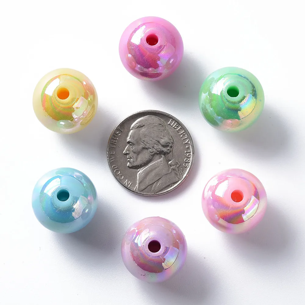 PandaHall 220 Stück 16mm AB Farbe Opake Acryl Runde Perlen Bunte Bubblegum-Perlen für DIY Schlüsselanhänger-Herstellung – Detail 2