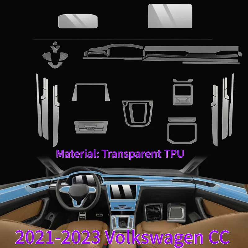 For 2021-2023 Volkswagen CCr transparent film navigation instrument cluster center console gear shift screen interior TPU film.