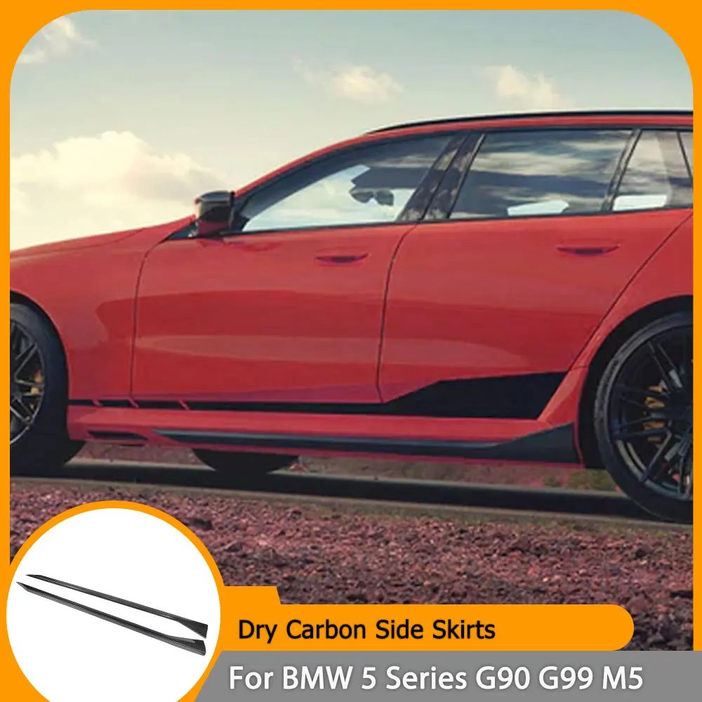 

Dry Carbon Side Skirts Bumper Lip Extensions Spoiler for BMW 5 Series G90 G99 M5 Sedan 2025 Side Door Bumper Lip