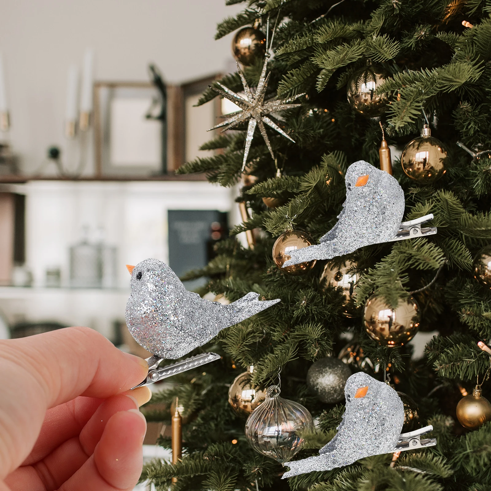 

12 PCS Delicate Birds Decor Festival Ornament Exquisite Decorations Artificial Ornaments Christmas