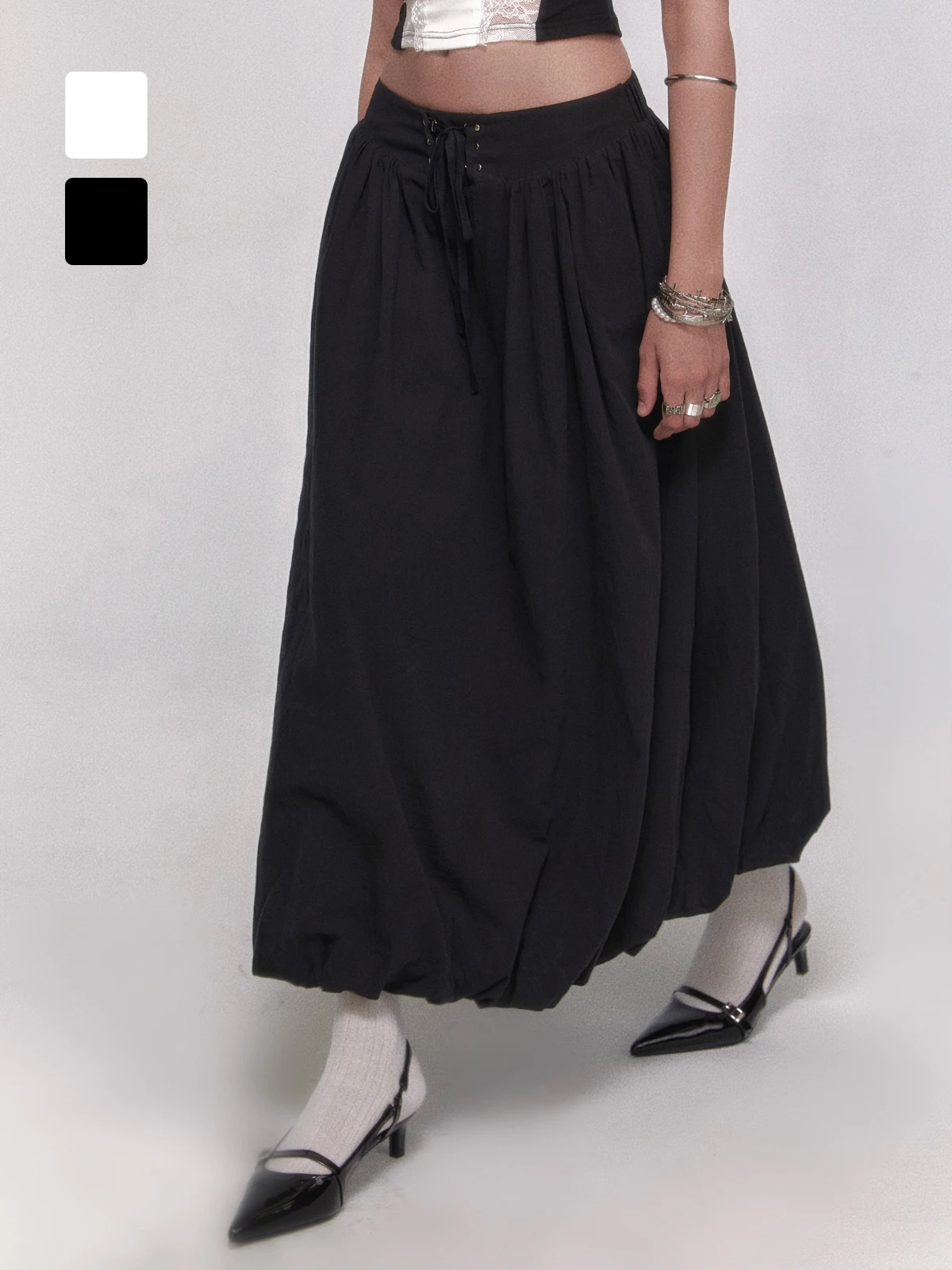 

Casual Cotton Sensation Puffy Skirt Elastic Waist Bouffant Sle Workwear Feel f-length Summer 2024 Low Waist Design