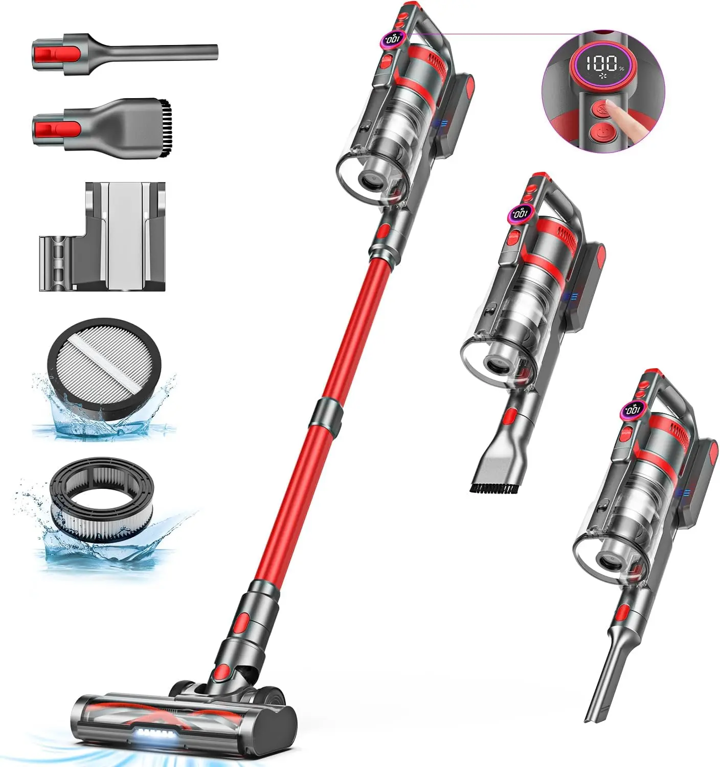 Беспроводной пылесос, пылесосы 550 Вт, 45 кПа для дома, беспроводной пылесос со светодиодным экраном, максимальное время работы 55 минут