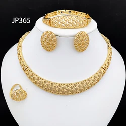 Dubai Jewelry Set Minimalistiese Quality Women Necklace Earrings Bracelet And Ring Luxury Design Weding Party Gift