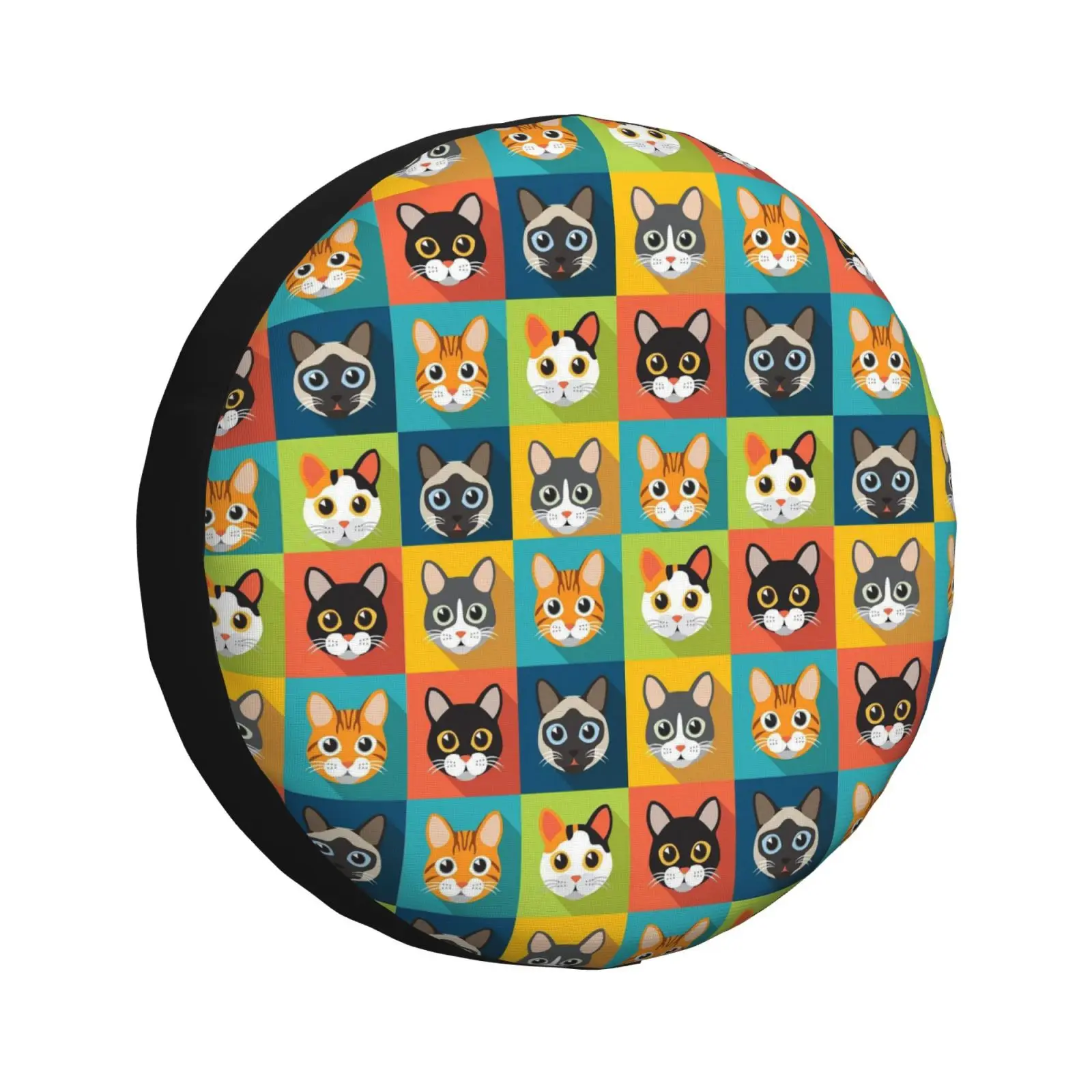

Funny Cartoon Cat 3D Printed Pattern Spare Tire Cover Universal 4WD 4x4 Tire Kit Car Accessories 14 15 16 17 Inches