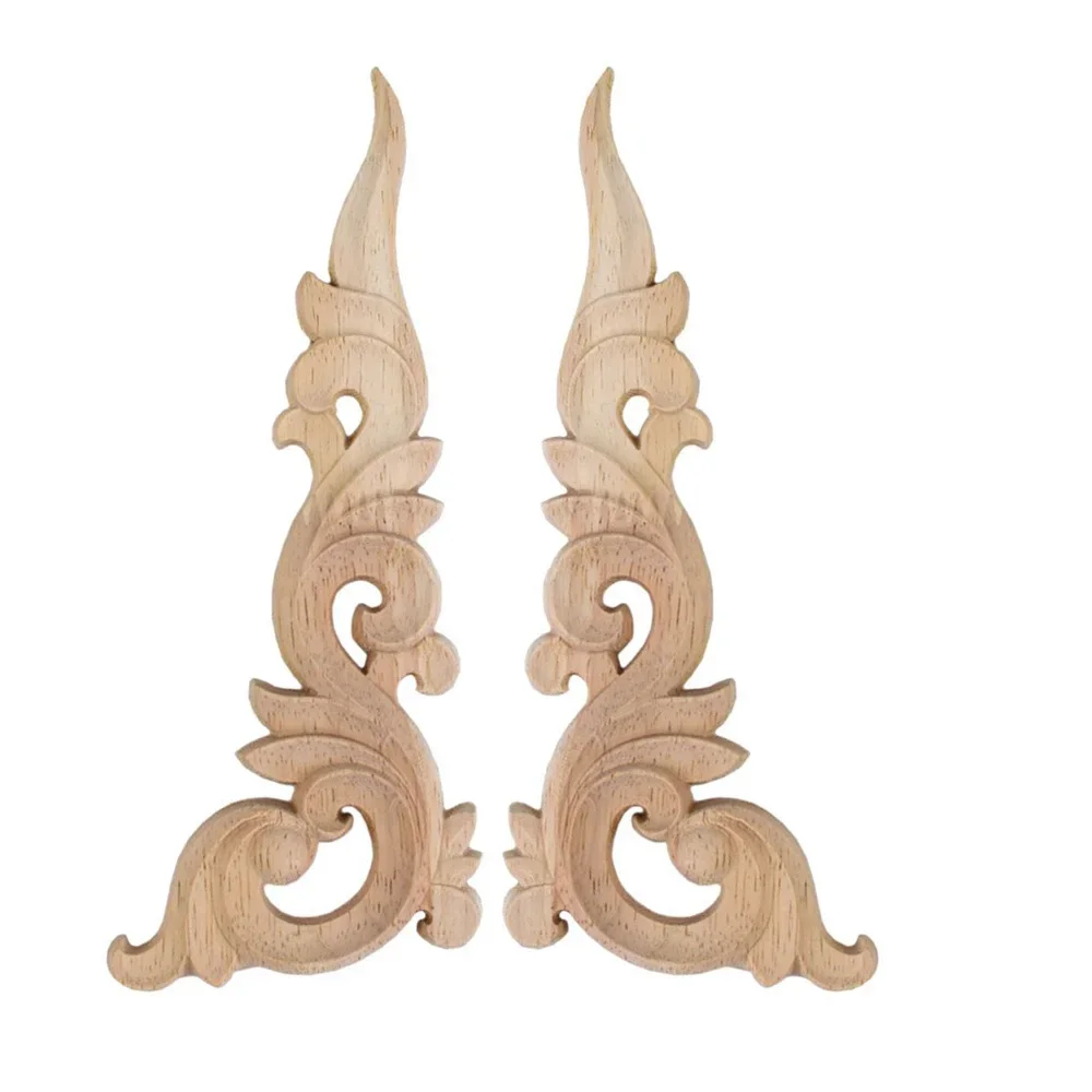 Unpainted Corner Decal Wood Applique Frame Walls Door Woodcarving Figurines Vintage Carved Home Furniture Decor Accessories