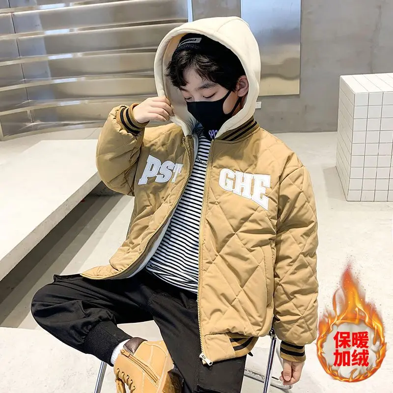 Boys Coat Jacket Cotton Outerwear Windbreak 2023 Vintage Thicken Velvet Winter Warm High Quality Children\'s Clothing