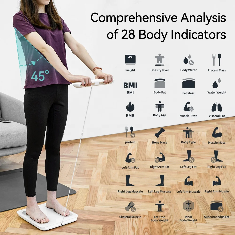 8 Electrodes Smart Full Body 3d Weight Fat Analysis Weighing Scale With Bmi Data App