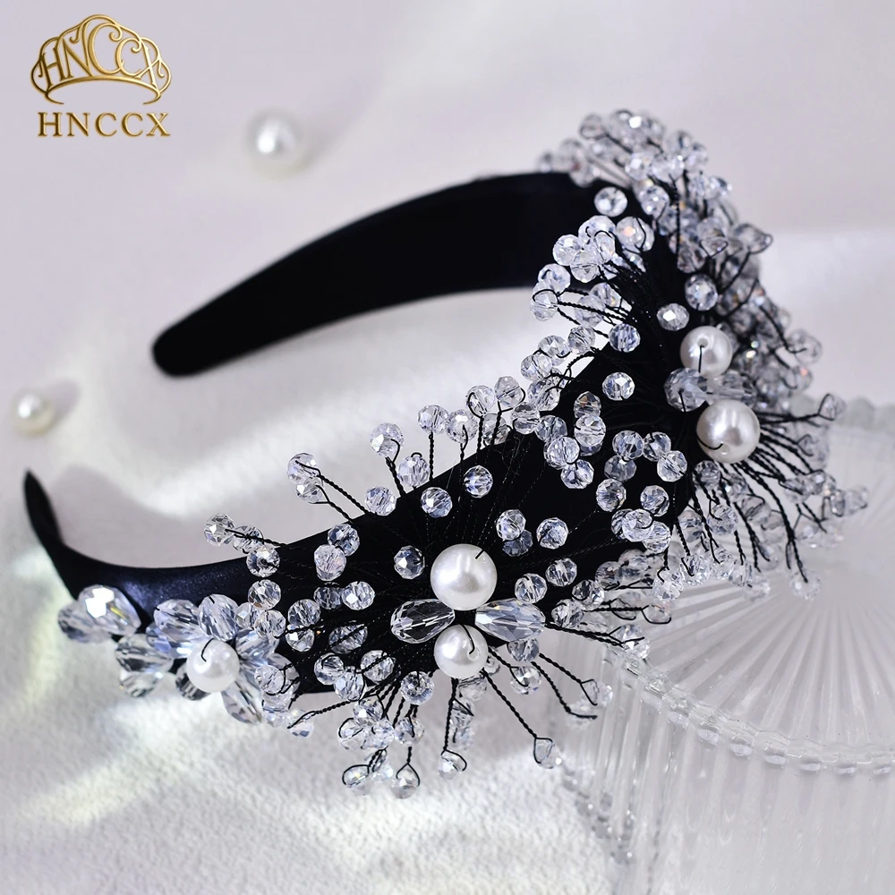 

HNCCX Luxury Crystal Flower Wedding Wide Headband Handmade Bride Head Hoop Hair Accessories Party Prom Tiaras Headpieces A98