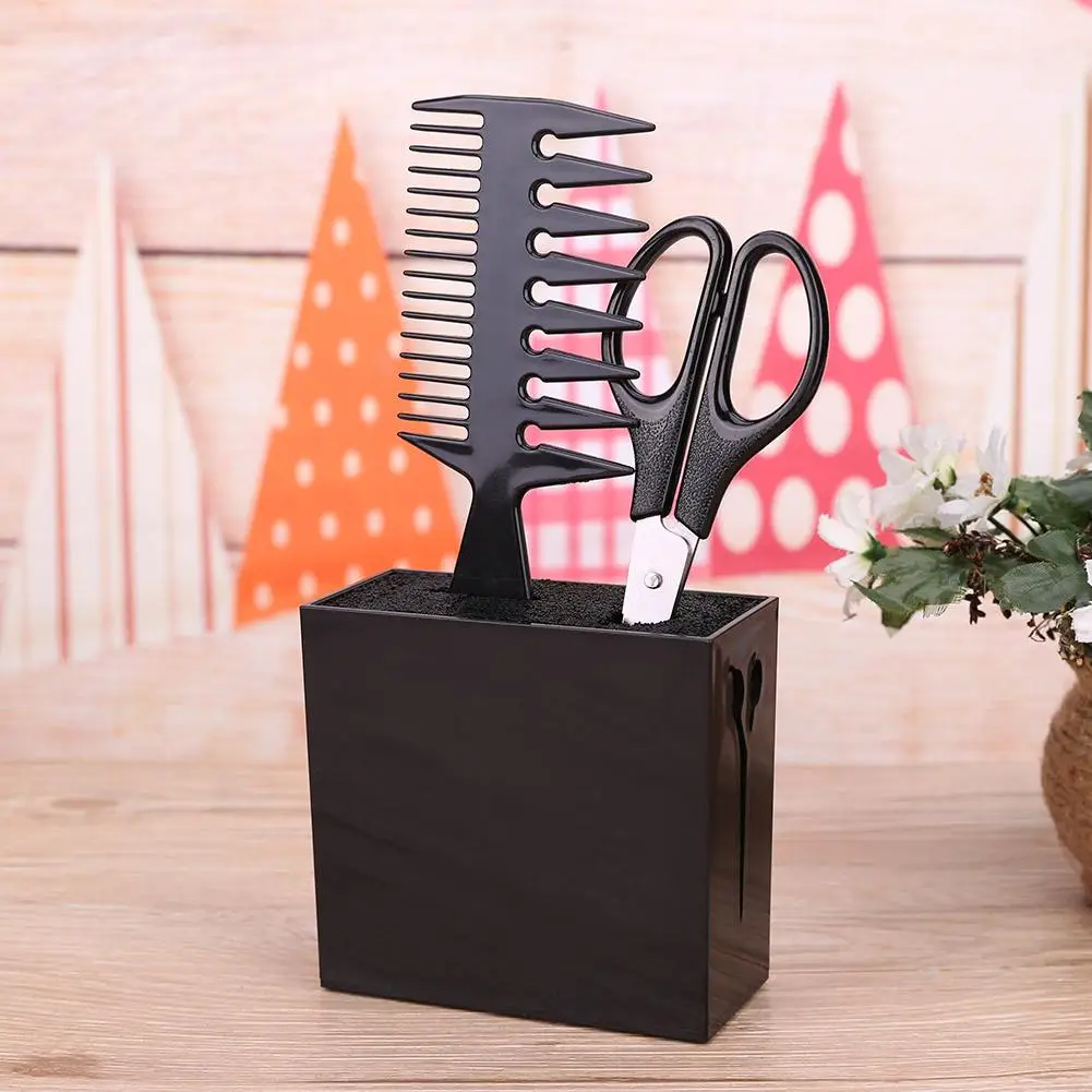 Large Capacity Scissors Storage Box Plastic Clipper Rack Haircut Kit (Black