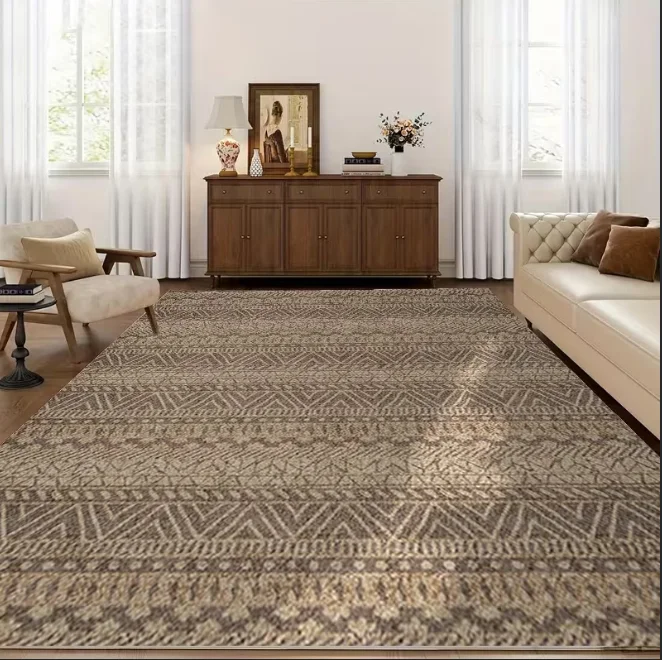 Moroccan Bohemian Style Carpet, Simple Bosnian Brown Outdoor Carpet Indoor and Outdoor Entrance Door Mat Retro Home Decoration