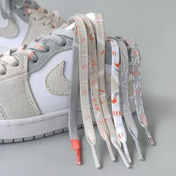 White Gray Splice Shoelaces Men Women Retro Shoelaces Sport Basketball Casual Sneakers High-top Canvas Graffiti Shoe Laces