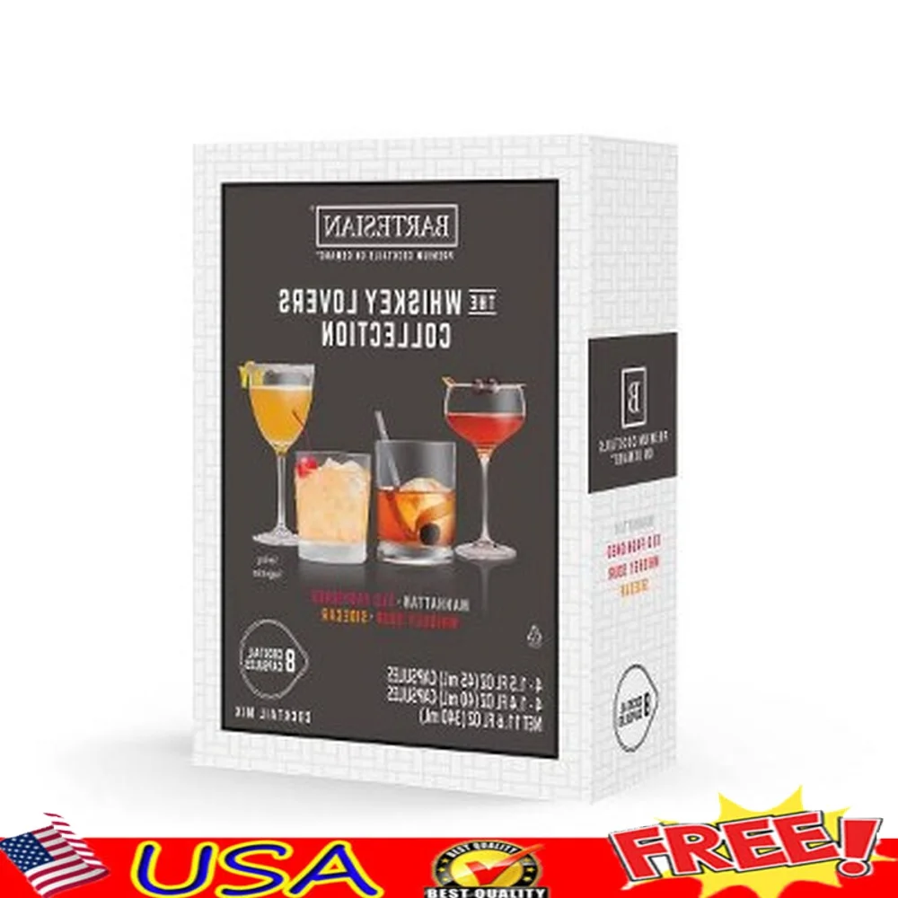 

Whiskey Cocktail Capsule Set 8pk Includes Manhattan Old-Fashioned Whiskey Sour Sidecar Premium Ingredients Mixologist Approved