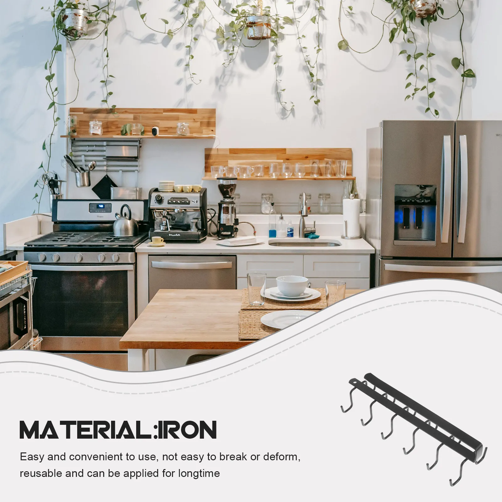 

Подвесная полка-органайзер для кружек под шкаф, крючки для подвешивания, без повреждений, мощное хранение, для кофейных кружек