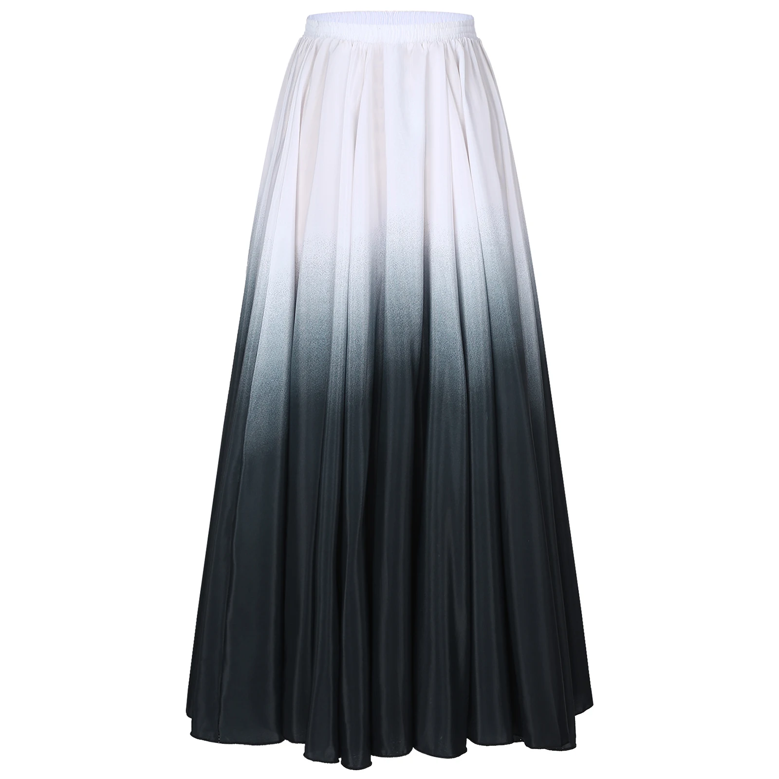 Womens 360 Degree Wide Hemline Skirts for Ballroom Classical Dance Performance Costume High Waist Gradient Color Ruffled Skirt