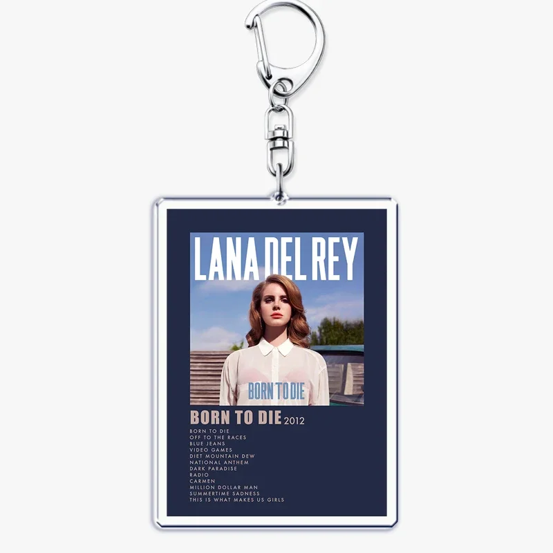 Hot Lana Del Rey Minimalist Poster Keychain for Bag Pendant Born To Die Ultraviolence Key Chain Ring Keyring Jewelry Fans Gift