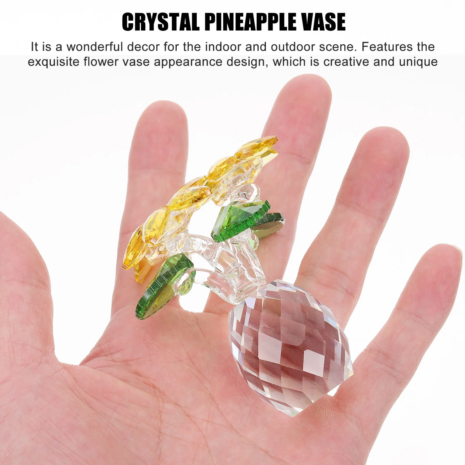 

1Pcs Crystal Pineapple Vase Desktop Flower Decor Creative Compact Craft Ornament Indoor Outdoor Scene Decorative Accessory