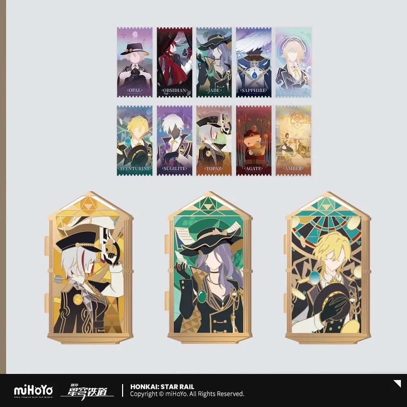 Sunsyea Honkai Star Rail Official Merch miHoYo Original Authentic SXSH Series Metal Badge Cards Set Aventurine Topaz Jade