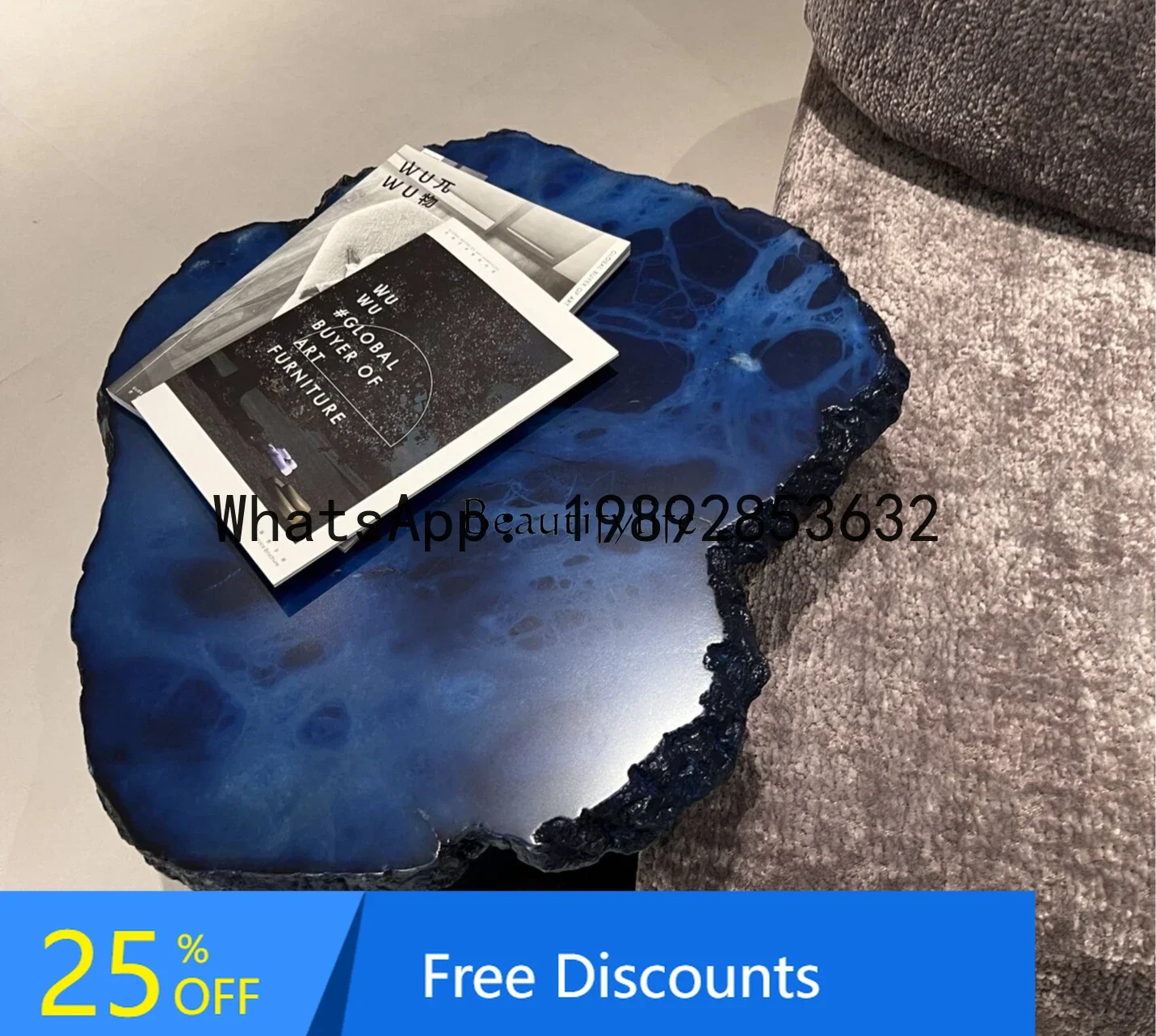 

Snowflake stone flower elf petal coffee table special-shaped edge snowflake stone