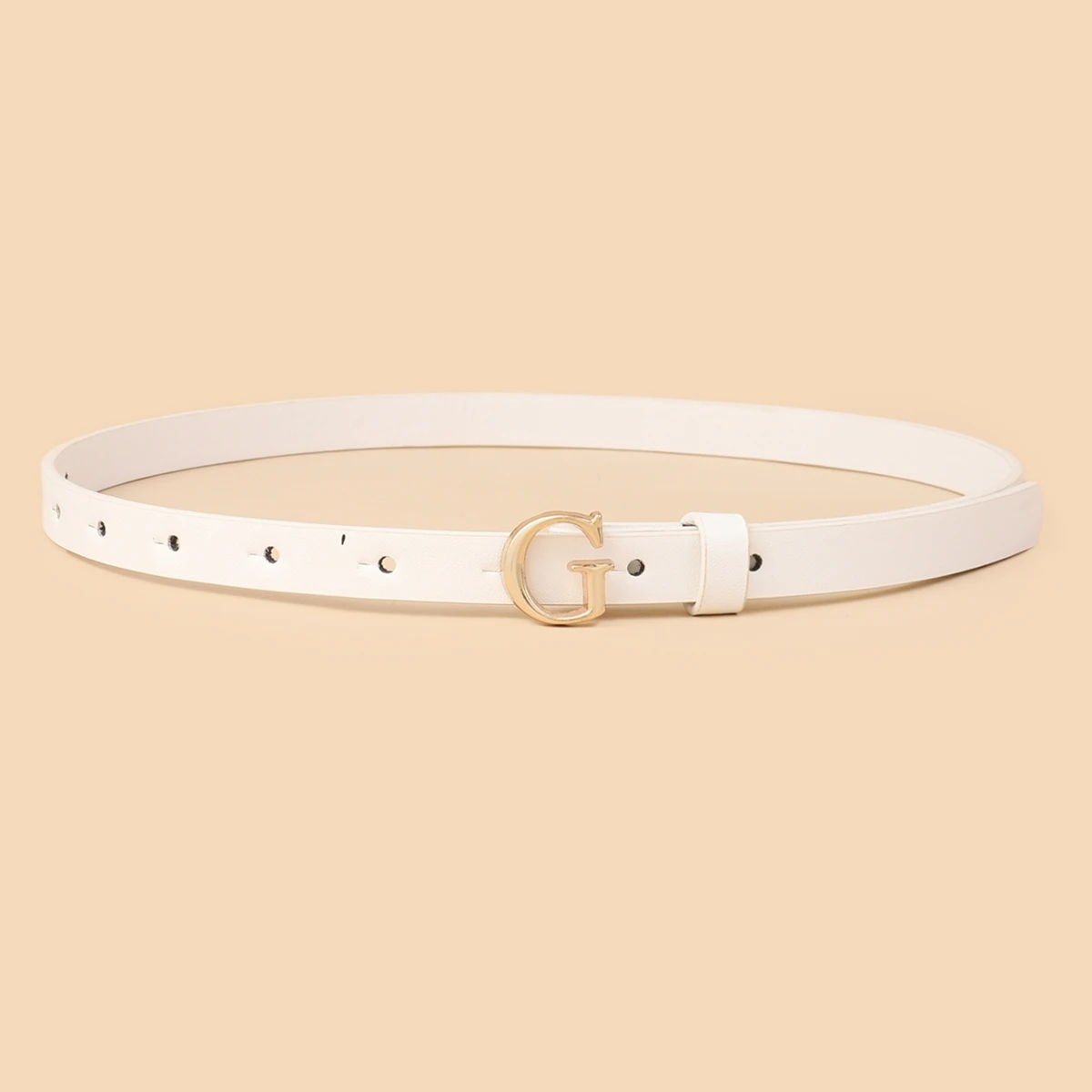 Women high quality design G shape buckle PU leather thin belt with classic gold buckle accessories girl belt