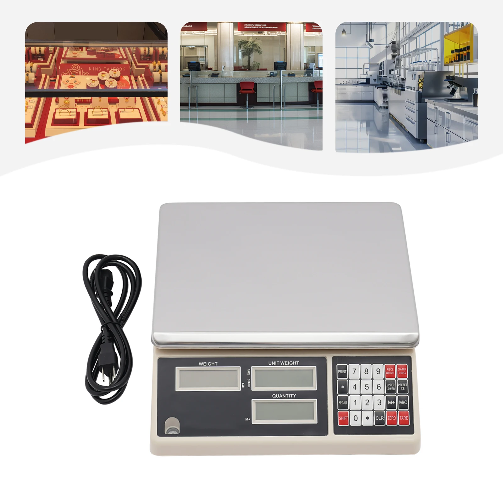 Precision Counting Scale with LED Display, 15kg/33lb Capacity, 0.5g Accuracy for Weighing, Counting, Lab, Industry, Home Use