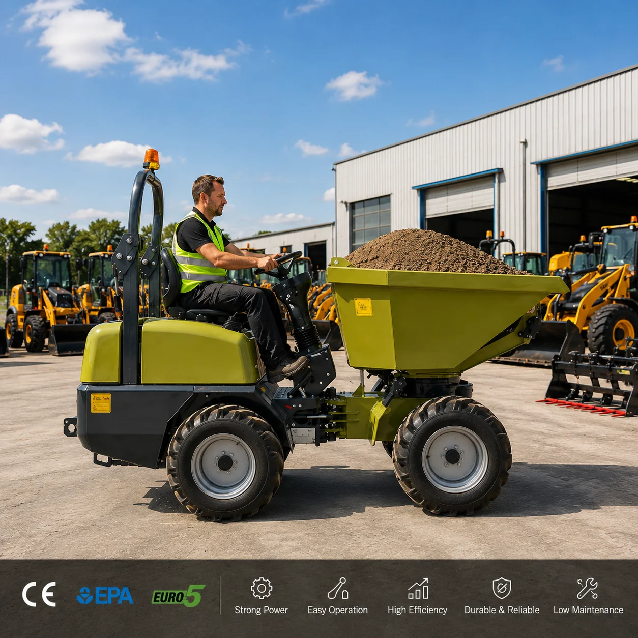 Custom CE Euro 5 Mini Dumper Compact Site Dumper for Construction Farm Material Transport and Earthmoving Work