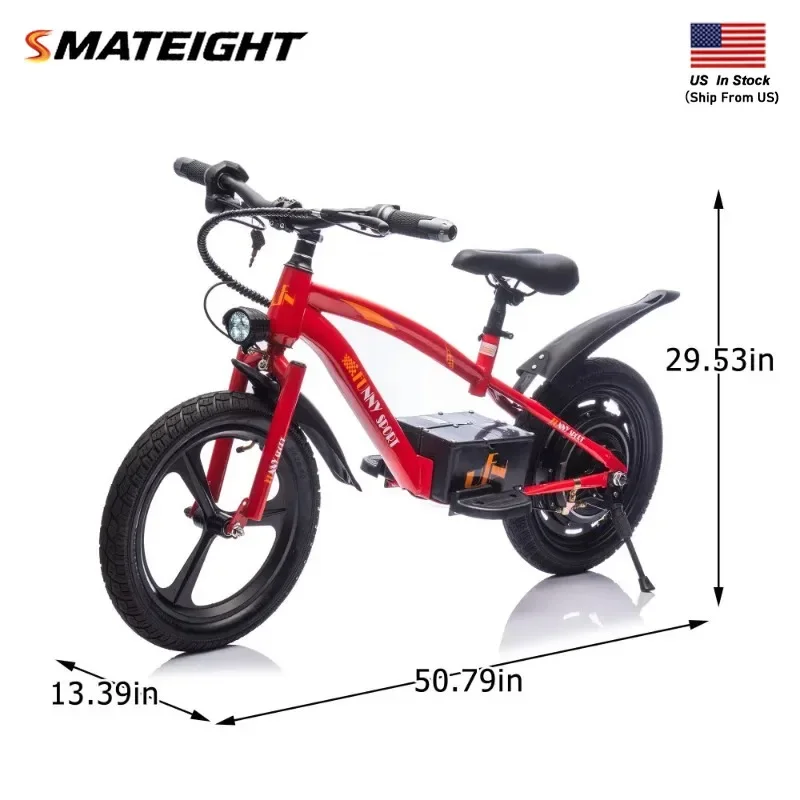 

24V Kids Electric Dirt Bike 300W Powerful Motor 16in Tires Hand Brake LED Power Display Adjustable Seat Off-Road Motorcycle