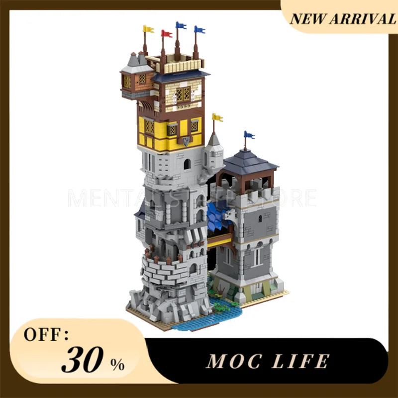 

НОВЫЙ 2026 шт. индивидуальный замок MOC из двух башней, строительные блоки, технологические кирпичи, сделай сам, креативная сборка, игрушки, праздничные подарки