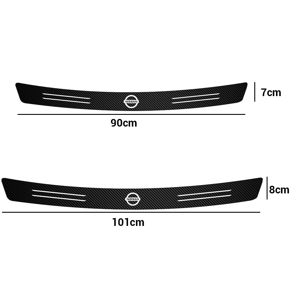 Car Carbon Fiber Logo Trunk RearGuard Plate Bumper Trim stickers For Nissan Nismo X-trail Qashqai Note Juke Sentra Patrol Navara