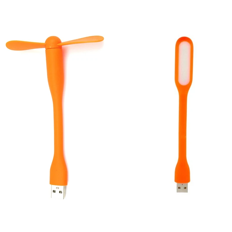 Multifunctional USB Mini Desktop Mini Fan with Universal USB Light Energy-Saving Portable LED Light,Orange