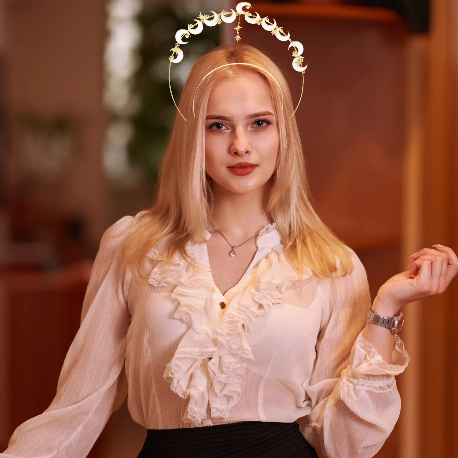 

Moon Headband Crown Accessories for Women Bride Wedding Hair Toppers Headpiece Metal Hairbands Bridal Teen Girls