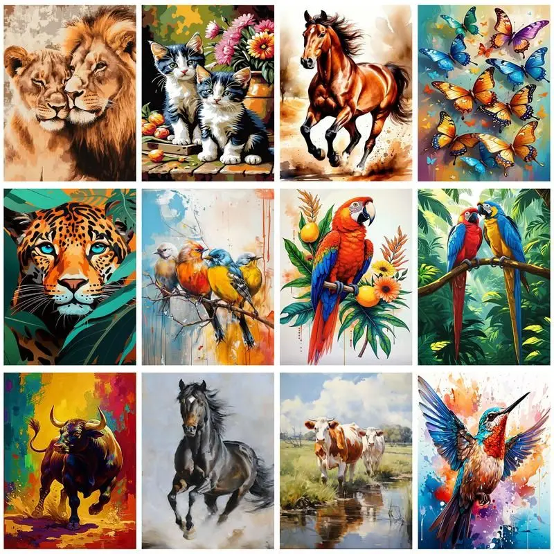 

CHENISTORY DIY Pictures By Number Animal Kits Drawing On Canvas Painting By Numbers Hand Painted Picture Gift Home Decor