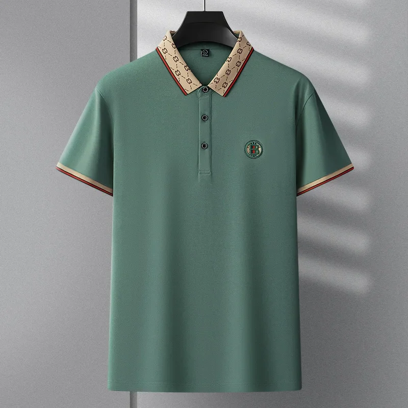 2026 Summer New Style Fashion Business Short-Sleeved Collared High-Collar Polo Shirt Men's Casual Breathable Golf T-Shirt