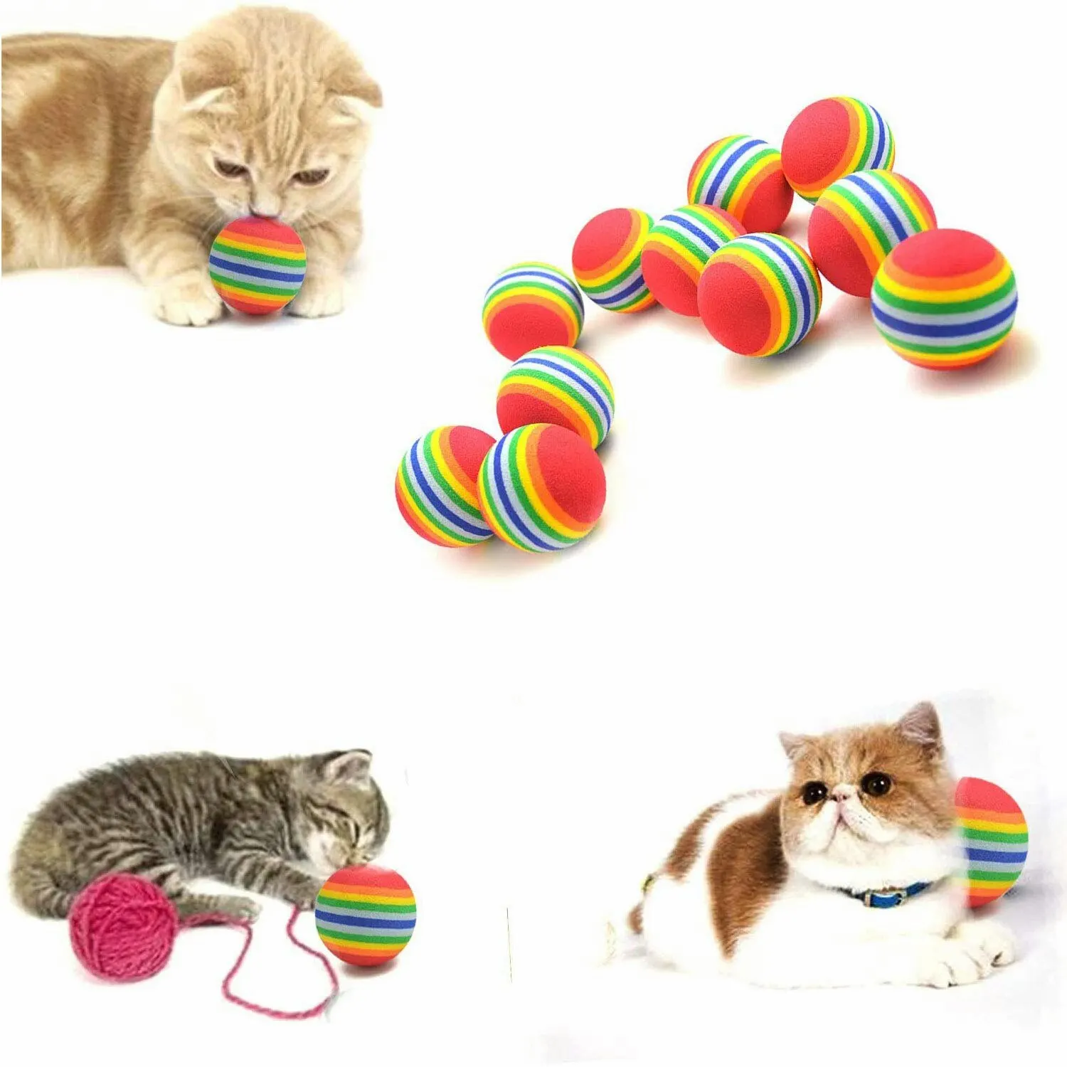 Cat Toy Balls Interactive for Indoor Cats Best Kitten Favorite Gift Soft Foam Ball Chase Quiet Playing Cats Stuff Supplie